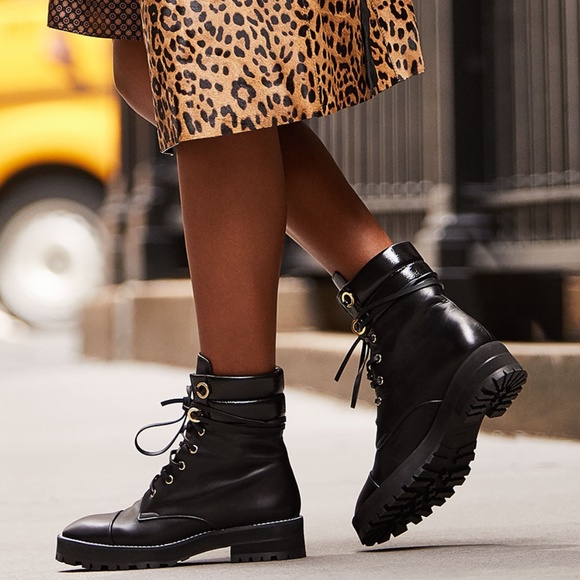 Stuart Weitzman Lexy Black Combat Boot Size 5 - Picture 2 of 13